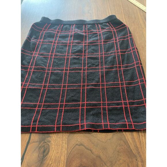 J.S.S womens knitwear skirt P black red plaid USA wool preppy classic - Picture 6 of 7